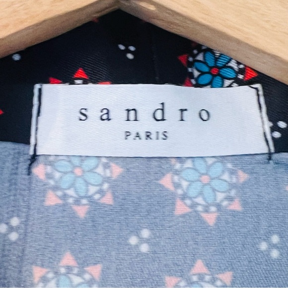 SANDRO Catlyn Printed Silk Midi Dress in Black - Picture 12 of 14